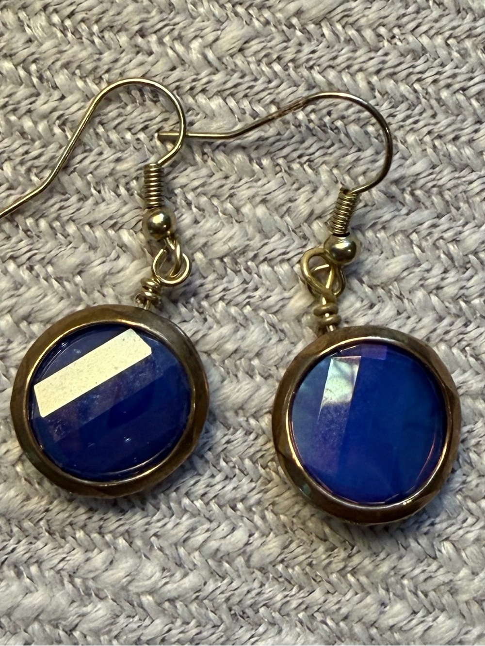 Gold-Tone Blue Glass Dangle Earrings - Women Jewelry